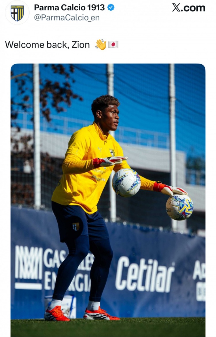 即将复出，帕尔马官推晒铃木彩艳训练照：欢迎回来，彩艳